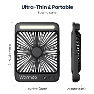 “Zoky Warmco portable fan powerful airflow under 45 dB noise level”